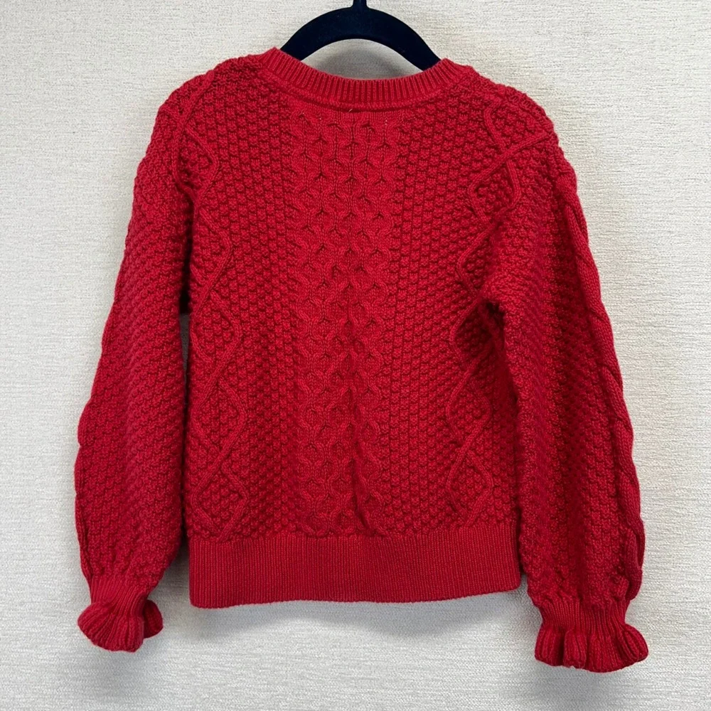 Baby Gap Red Cable Knit Ruffle‎ Sweater 5 Years Toddler Cozy Cotton